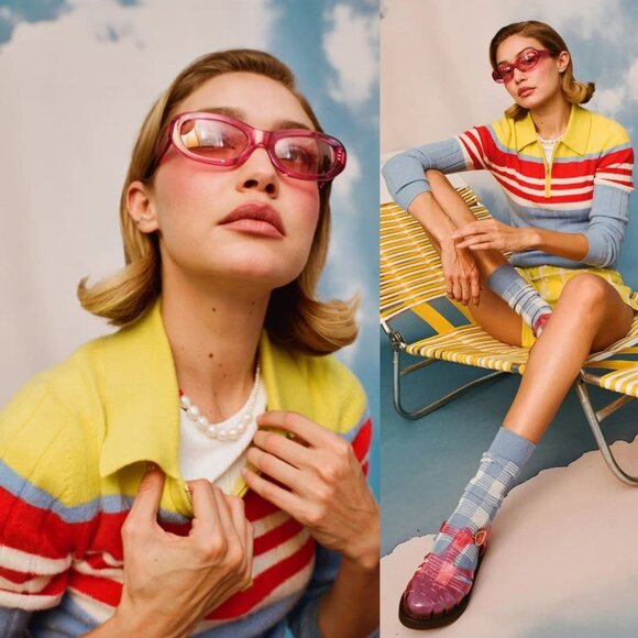 Guest in Residence Track Polo Cashmere Sweater French Blue Quarter Zip Size S - Picture 2 of 13